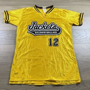 Vintage Rawlings Baldwin Wallace Jersey Women 42 Yellow Jackets 90s Baseball 12